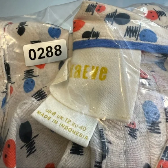 Maeve Anthropologie Pintuck Button Down Top Hat Print Tunic Roll Up Sleeve Sz 8 - Picture 13 of 13